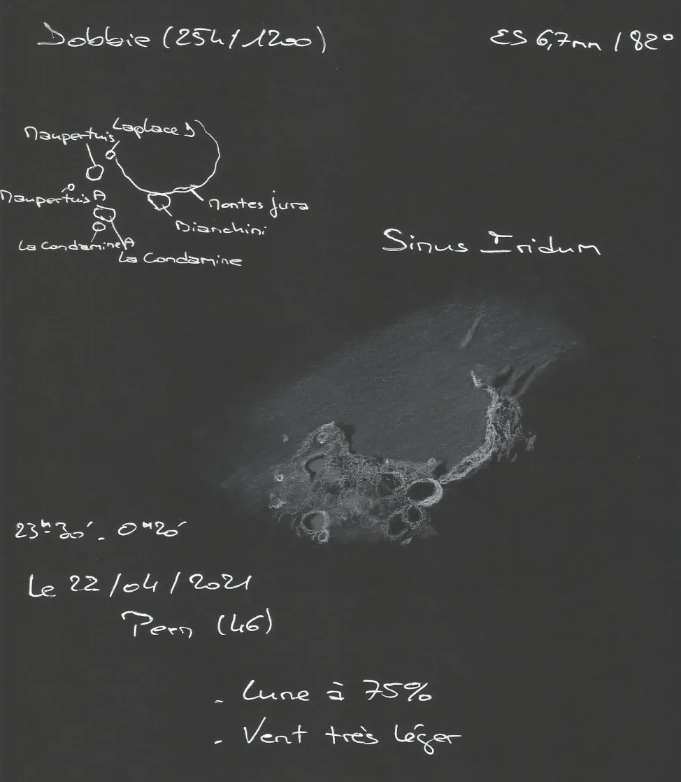 dessin d'un cratère lunaire par Caroline