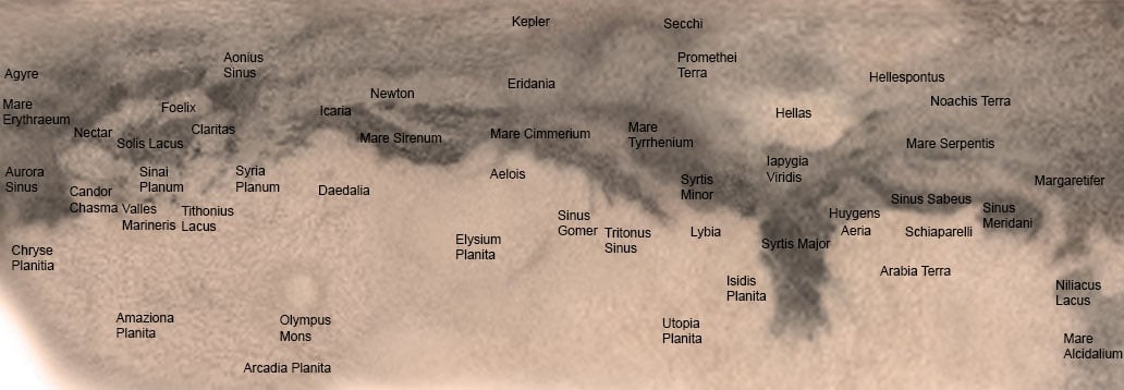 Mars Map 2020 - Legend