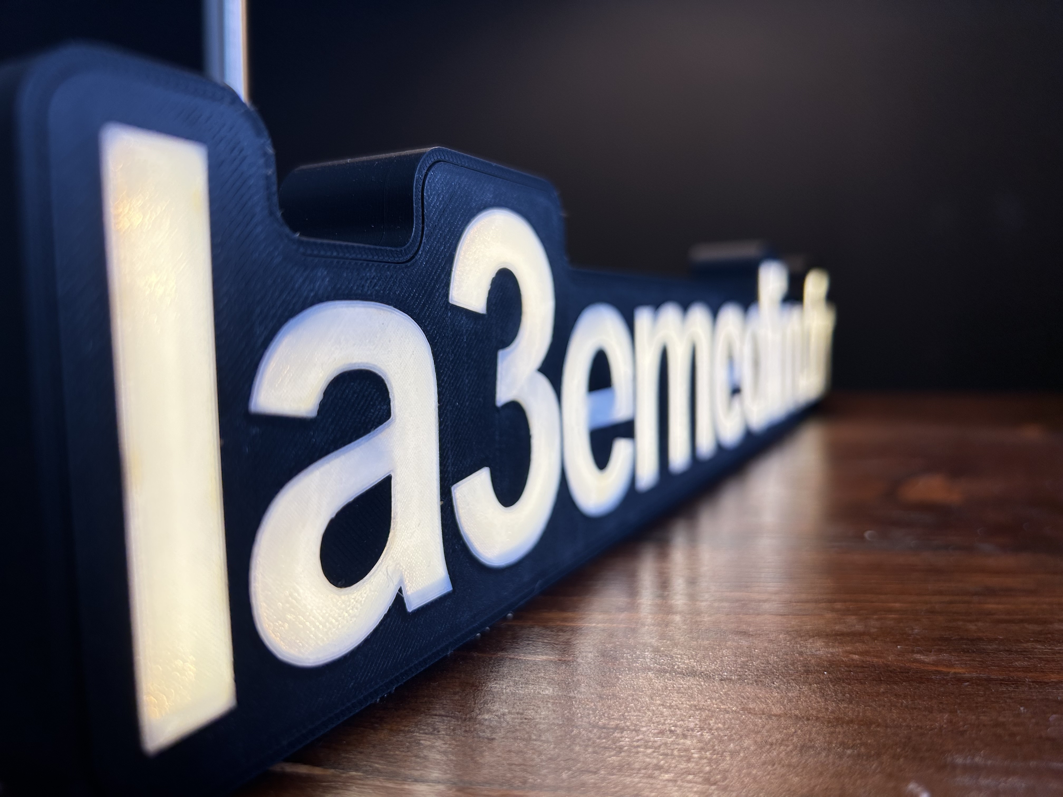 enseigne lumineuse imprimée en 3D