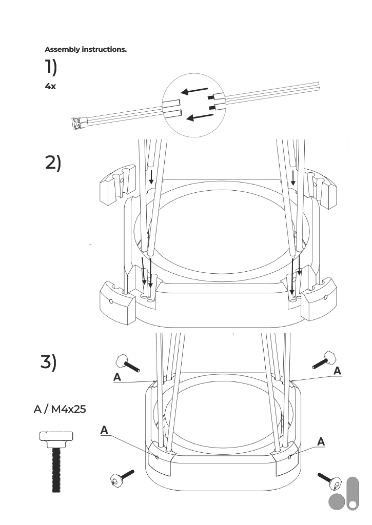 Fixation avec vis M4x25